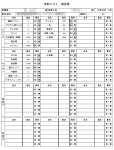 貴重品や家財のリスト